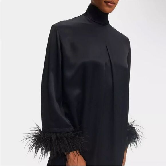 Sleeper Party Shirt Dress with Detachable Ostrich Feather 100% NWT $369 - Picture 4 of 11